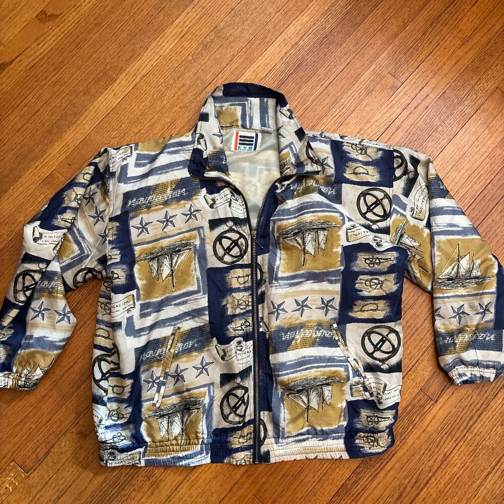 ⚓ *VINTAGE* | Nautical, Zip Up, Nylon, Full-Zip jacket | Adult | Size L